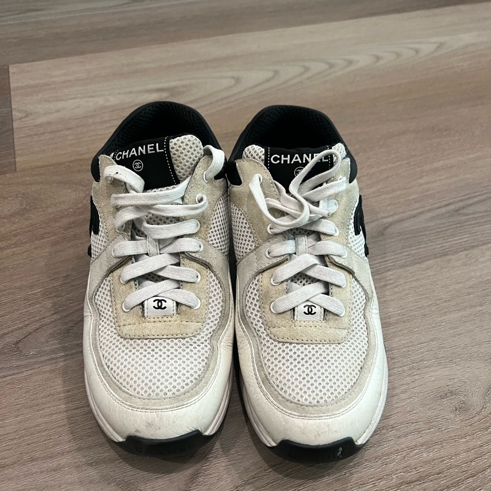 Chanel White and Navy Sneakers